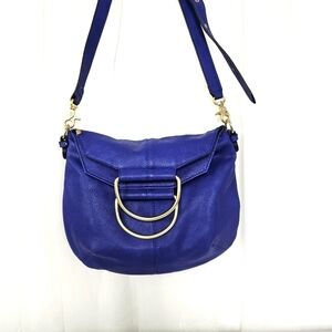 Foley + Corinna royal blue faux leather crossbody bag pebbled